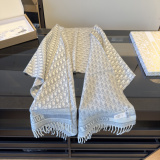 Dior Classic Logo Jacquard Double sided Cashmere Tassel Scarf 