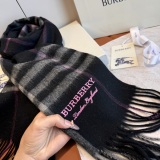Burberry Classic Embroidered Logo Checkered Cashmere Scarf Size: 30 x 180 CM