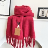 Loewe Fashion Personalized Embroidered Leather Logo Haircoat Scarf Size: 40 x 185 CM