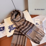Burberry Classic Embroidered Logo Checkered Cashmere Scarf Size: 30 x 180 CM