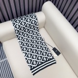 Fendi Classic FF Jacquard Knitted Wool Tassel Scarf Size: 32 x 190 CM