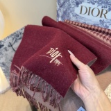 Dior Classic Embroidered Logo Tassel Scarf Size: 32 x 180 CM