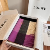 Loewe Fashion Embroidery Logo Color Blocked Double Sided Cashmere Tassel Scarf Size: 30 x 180 CM