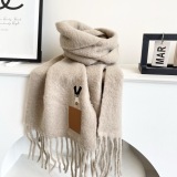 Loewe Fashion Personalized Embroidered Leather Logo Haircoat Scarf Size: 40 x 185 CM