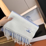 Chanel Fashion Embroidered Logo Cashmere Tassel Scarf Size: 30 x 180 CM