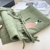 Loewe Fashion Personalized Embroidered Leather Logo Haircoat Scarf Size: 40 x 185 CM
