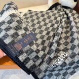 Louis Vuitton Fashion Embroidered Logo Checkered Cashmere Scarf Size: 45 x 200 CM