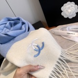 Chanel Fashion Embroidered Logo Cashmere Tassel Scarf Size: 30 x 180 CM