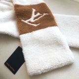 Louis Vuitton Fashion Logo Color Blocked Lambhair Short Fur Scarf Size: 17 x 110 CM
