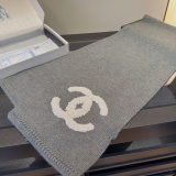 Chanel Fashion Logo Jacquard Cashmere Scarf Size: 30 x 190 CM