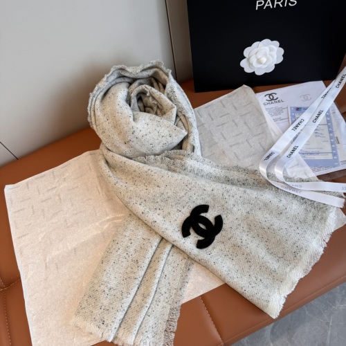Chanel Couple Classic Versatile Embroidered CC Cashmere Scarf Size: 70 x 180 CM