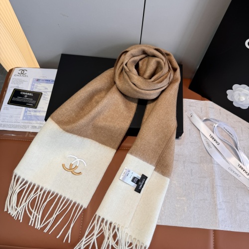 Chanel Fashion Embroidered Logo Cashmere Tassel Scarf Size: 30 x 180 CM