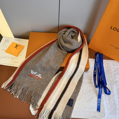 Louis Vuitton Fashion Embroidered Logo Cashmere Tassel Scarf Size: 28 x 180 CM