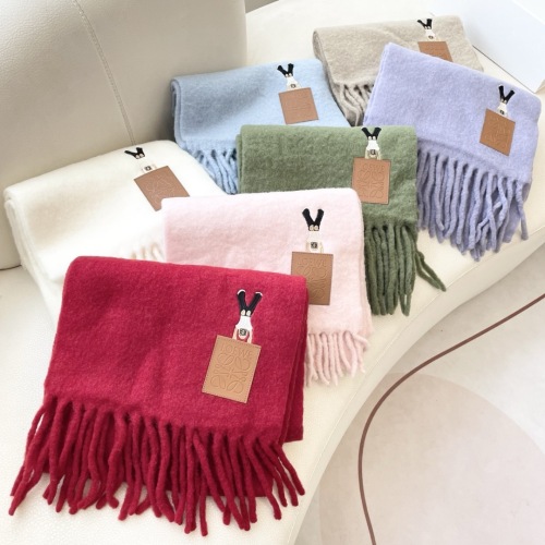 Loewe Fashion Personalized Embroidered Leather Logo Haircoat Scarf Size: 40 x 185 CM