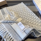 Dior Classic Logo Jacquard Double sided Cashmere Tassel Scarf 