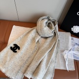 Chanel Couple Classic Versatile Embroidered CC Cashmere Scarf Size: 70 x 180 CM