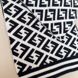 Fendi Classic FF Jacquard Knitted Wool Tassel Scarf Size: 32 x 190 CM