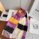Loewe Fashion Embroidery Logo Color Blocked Double Sided Cashmere Tassel Scarf Size: 30 x 180 CM