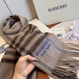 Burberry Classic Embroidered Logo Checkered Cashmere Scarf Size: 30 x 180 CM