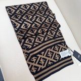 Fendi Classic FF Jacquard Knitted Wool Tassel Scarf Size: 32 x 190 CM