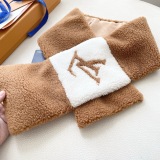 Louis Vuitton Fashion Logo Color Blocked Lambhair Short Fur Scarf Size: 17 x 110 CM