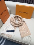 Louis Vuitton Fashion Logo Jacquard Two Sided Cashmere Scarf Size: 45 x 195 CM