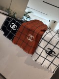 Chanel Classic Embroidered Logo Cashmere Scarf Size: 35 x 190 CM