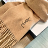 Yves Saint Laurent Classic Embroidered Logo Cashmere Tassel Scarf Size: 30 x 200 CM