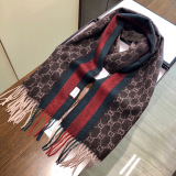 Gucci Fashion Embroidery Bee GG Jacquard Color Blocked Striped Cashmere Scarf Size: 35 x 200 CM