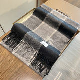 Burberry Classic Embroidered Logo Checkered Cashmere Tassel Scarf Size: 32 x 180 CM