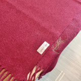 Yves Saint Laurent Classic Embroidered Logo Cashmere Tassel Scarf Size: 30 x 200 CM