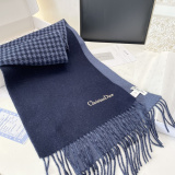 Dior Fashion Embroidered Logo Thousand Bird Grid Double Sided Cashmere Scarf Size: 32 x 200 CM