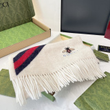 Gucci Fashion Embroidered Bee Striped Cashmere Scarf Size: 35 x 200 CM