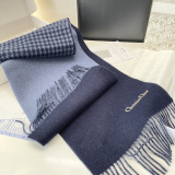 Dior Fashion Embroidered Logo Thousand Bird Grid Double Sided Cashmere Scarf Size: 32 x 200 CM