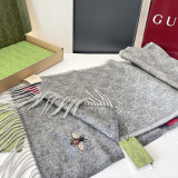 Gucci Fashion Embroidered Bee Striped Cashmere Scarf Size: 35 x 200 CM