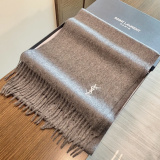 Yves Saint Laurent Classic Embroidered Logo Cashmere Tassel Scarf Size: 30 x 200 CM