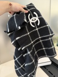 Chanel Classic Embroidered Logo Cashmere Scarf Size: 35 x 190 CM