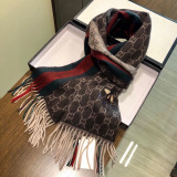 Gucci Fashion Embroidery Bee GG Jacquard Color Blocked Striped Cashmere Scarf Size: 35 x 200 CM