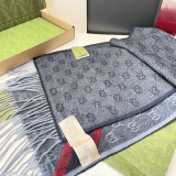 Gucci Fashion Embroidered Bee Striped Cashmere Scarf Size: 35 x 200 CM