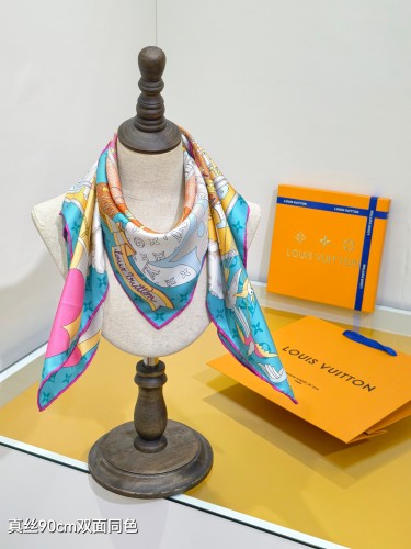 Louis Vuitton Fashion Versatile Journey Double Sided Diagonal Silk Square Towel Size: 90 x 90 CM