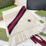 Gucci Fashion Embroidered Bee Striped Cashmere Scarf Size: 35 x 200 CM