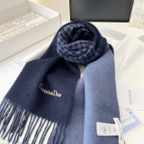 Dior Fashion Embroidered Logo Thousand Bird Grid Double Sided Cashmere Scarf Size: 32 x 200 CM