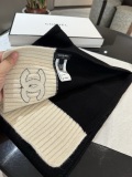 Chanel Elegant Embroidered Logo Cashmere Scarf Size: 35 x 180 CM