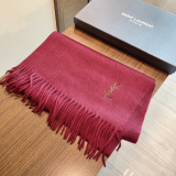 Yves Saint Laurent Classic Embroidered Logo Cashmere Tassel Scarf Size: 30 x 200 CM