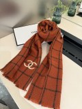 Chanel Classic Embroidered Logo Cashmere Scarf Size: 35 x 190 CM
