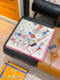 Louis Vuitton Elegant Smile Flower Double Sided Cashmere Shawl Square Towel Size: 140 x 140 CM
