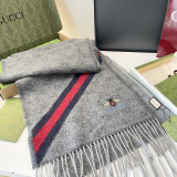 Gucci Fashion Embroidered Bee Striped Cashmere Scarf Size: 35 x 200 CM