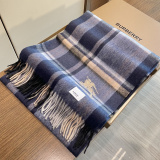 Burberry Classic Embroidered Logo Checkered Cashmere Tassel Scarf Size: 32 x 180 CM