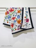 Gucci Elegant Flower Double Sided Diagonal Silk Square Towel Size: 90 x 90 CM