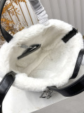 Dior Fashion CD Ring Diamond Grid Plush Leather Handbag Crossbody Bag